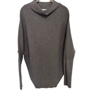 Bluivy Charcoal Gray Cowl Neck Ribbed Sweater Oversized Dolman Sleeve Sz M/L